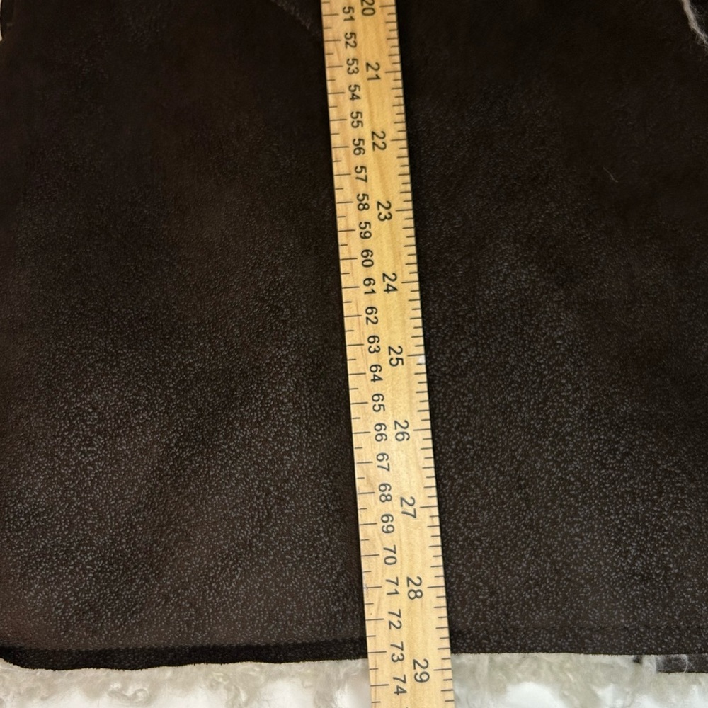 Aeropostale Women's M‎ Faux Suede Sherpa Lining Brown Vest Draped Open Front - Picture 6 of 9